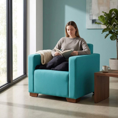 Silla de oficina azul para el estudio Asiento Mueble de oficina Sillón tapizado Nuevo Textil