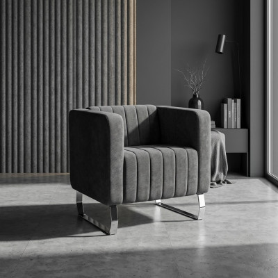 Sillón gris de diseño moderno para estudio, nuevo en textil de muebles de oficina.