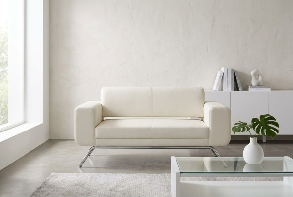 Sofá de lujo de dos plazas blanco de tela para muebles de oficina.
