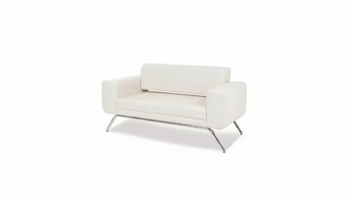 Sofá de lujo de dos plazas blanco de tela para muebles de oficina.