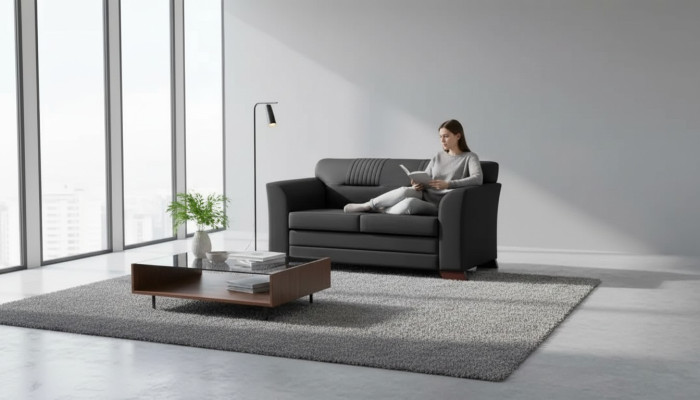 Sofá de dos plazas negro, muebles de oficina modernos, sofás tapizados para la sala de trabajo.