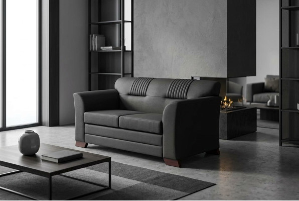 Sofá de dos plazas negro, muebles de oficina modernos, sofás tapizados para la sala de trabajo.