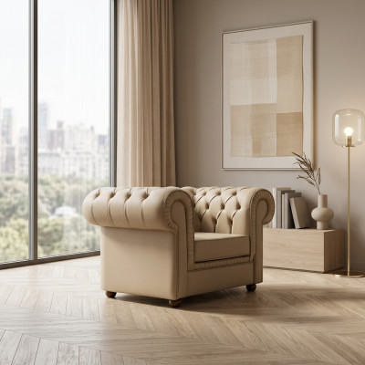 Silla Chesterfield de lujo, muebles de oficina de un asiento, sillón tapizado moderno.