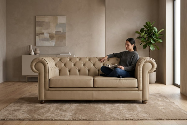 Chesterfield de dos plazas Muebles de oficina de lujo Muebles de sala de estar Tapizado sofá
