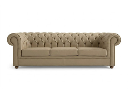 Sofá de tres plazas Chesterfield de color beige para oficina sofás tapizados muebles de lujo.
