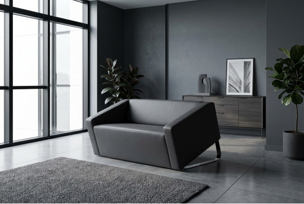Sofás de cuero modernos de dos plazas muebles de sala de trabajo.