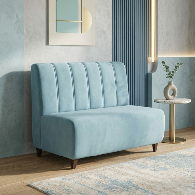 Sofá de dos plazas azul para el despacho, sofá de tela, muebles modernos de asiento.