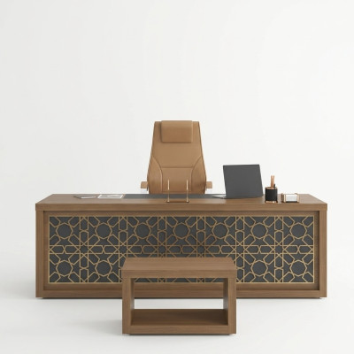 Escritorio clásico de oficina de madera de 220x90 cm.