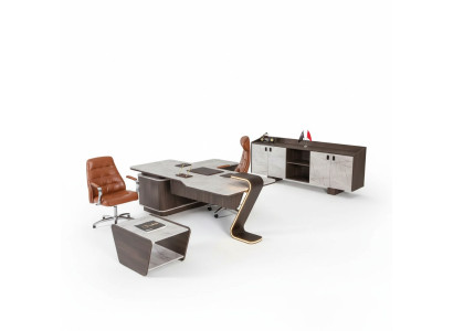 Muebles de lujo para oficina, conjunto completo de mesa armario de 3 piezas despacho.