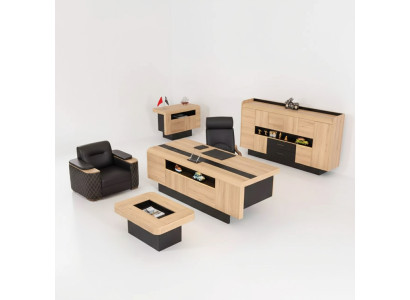 Muebles despacho de lujo Juego completo de mobiliario de oficina Mesa Armario 3 piezas