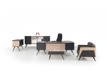 Moderno conjunto de oficina de lujo con mueble archivador y escritorio.