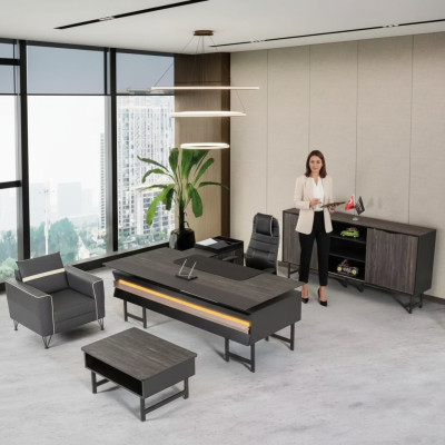 Escritorio en esquina Gabinete de oficina Mesa de centro Muebles de oficina modernos Diseño de lujo