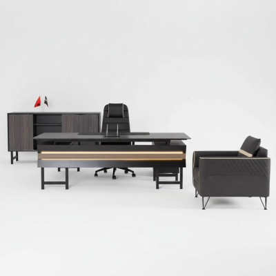 Escritorio de esquina de madera moderno, estudio de trabajo, muebles de oficina de diseñador, nuevos.