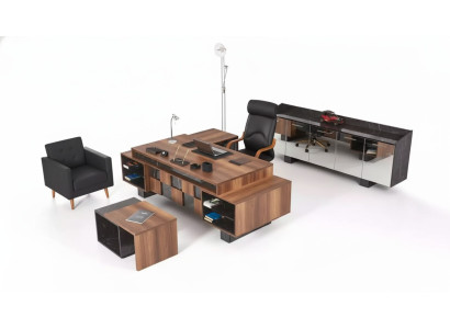 Conjunto de muebles de oficina completo, escritorio esquinero para la oficina en casa, gabinete de oficina nuevo.