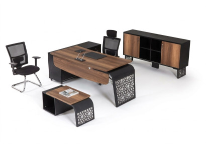 Conjunto de muebles de oficina modernos Diseño de lugar de trabajo Escritorio en esquina Armario