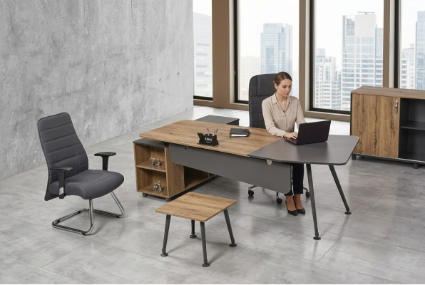 Escritorio esquinero Mesa Oficina Escritorios 2 piezas Muebles Escritorio de director