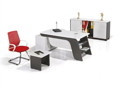 Conjunto de oficina blanco, escritorio en esquina, muebles de oficina, armario, mesa de centro, 3 piezas, nuevo