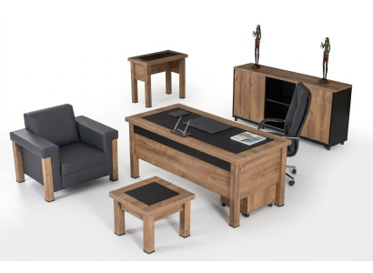 Set de muebles de oficina de diseñador, incluye escritorio y armario, conjunto completo de 4 piezas.