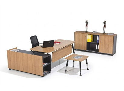 Mesa Muebles de madera Conjunto de oficina Muebles de estudio Escritorio de esquina Armarios 3 piezas