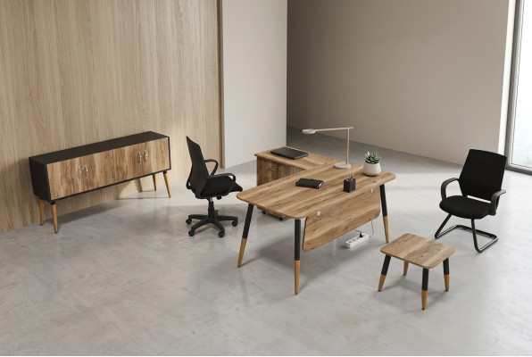 Juego de muebles de oficina para el estudio Oficina Mobiliario Mesa Conjunto Escritorio en esquina de 3 piezas