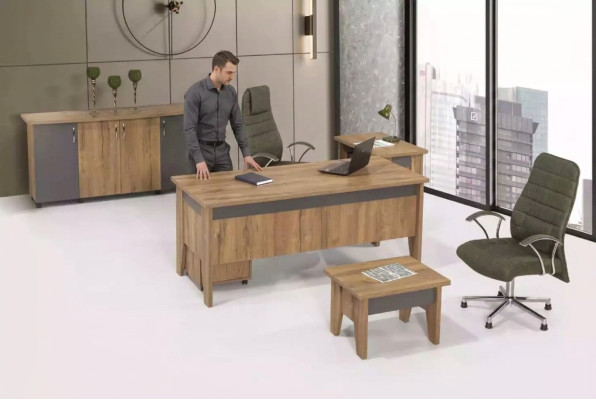 Muebles de madera para la oficina, conjunto de mobiliario de oficina, escritorio, armario de oficina, juego de 4 piezas.