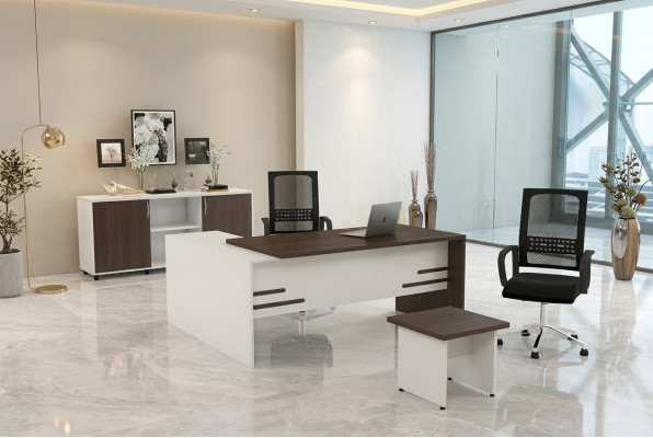 Blanco conjunto de oficina de lujo para la configuración completa de la oficina 3 piezas. 