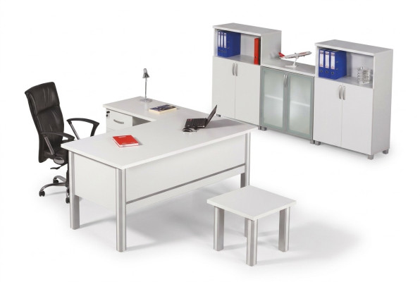 Muebles para oficina brillantes: escritorio, mesa de centro, archivero de 3 piezas