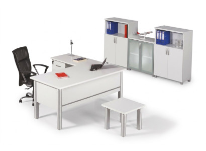 Muebles para oficina brillantes: escritorio, mesa de centro, archivero de 3 piezas