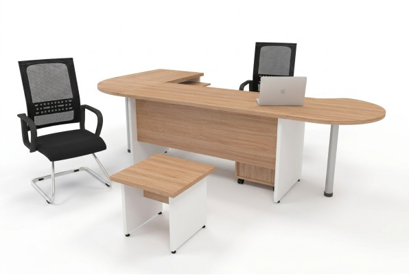 Conjunto de diseñador de 2 piezas, escritorio de esquina completo de oficina moderna.