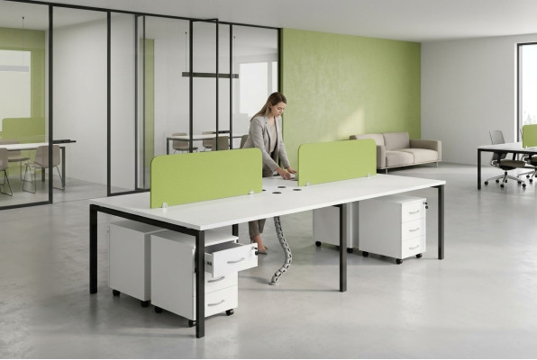Equipo de mostrador. Escritorio. Lugar de trabajo. Mesas. Muebles de oficina modernos. Escritorios.