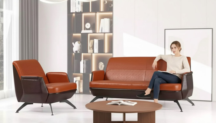 Conjunto de sofá de dos plazas, sillón, muebles de oficina para estudio, diseñadores de lujo oficina.
