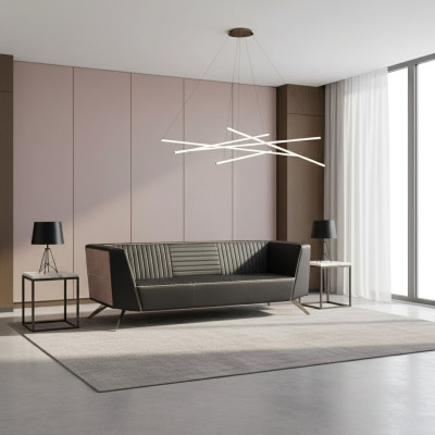 Sofá tapizado negro de diseñador, muebles de tela para la oficina en casa, sofá de la oficina.