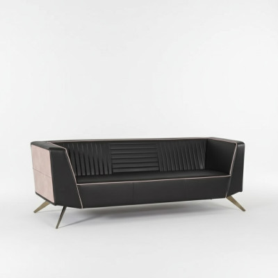 Sofá tapizado negro de diseñador, muebles de tela para la oficina en casa, sofá de la oficina.