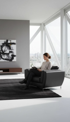 Negro Sillón Estudio Oficina Muebles Lujo Tapizado Tela Nuevo