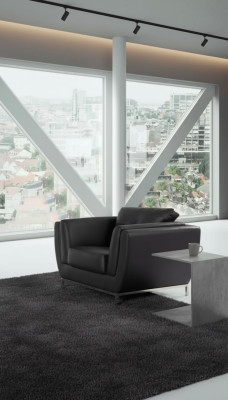 Negro Sillón Estudio Oficina Muebles Lujo Tapizado Tela Nuevo