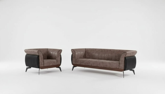 Conjunto de sofá marrón de tres plazas, sillón, muebles de oficina, conjunto de sofás de 2 piezas.