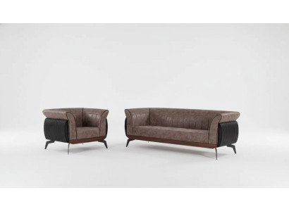 Conjunto de sofá marrón de tres plazas, sillón, muebles de oficina, conjunto de sofás de 2 piezas.