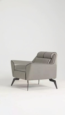 Silla de lujo para la oficina en gris, asiento nuevo, sillón tapizado.