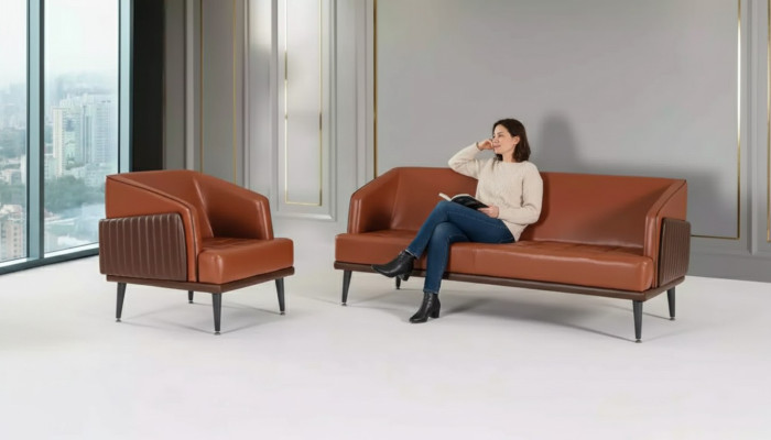 Conjunto de oficina de lujo de tres plazas, conjunto de muebles de tela de la sala de estar de la oficina.