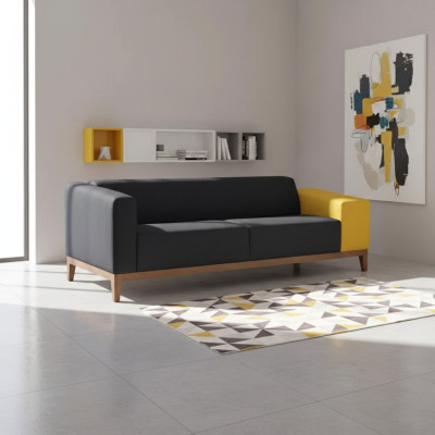 Sofá de tres plazas para la sala de estar de lujo de la oficina, muebles de tela sofá tapizado.