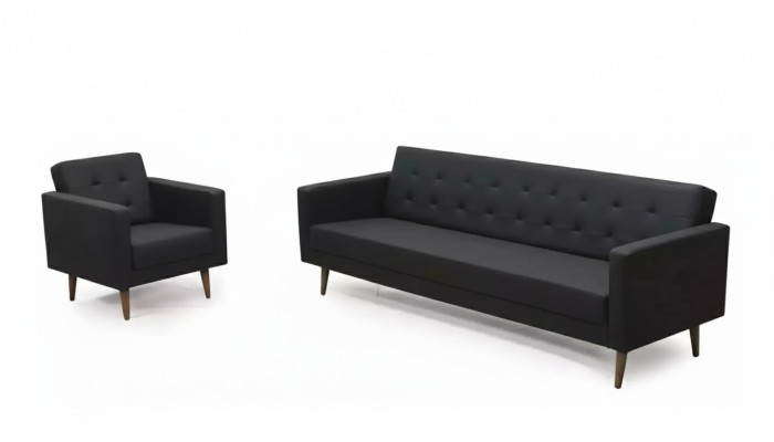 Conjunto completo de sofá: sillón, sofá de tres plazas, estilo muebles para oficina.