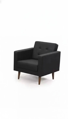 Silla de oficina estilo moderno, mueble de tela negro, silla acolchada de tela nueva.