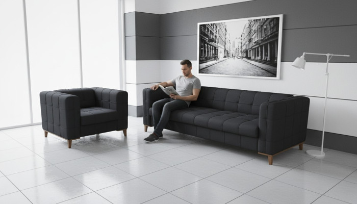 Conjunto de asientos acolchado Sofás Sofá de lujo Juego de sofás Tres plazas Sillón Textil