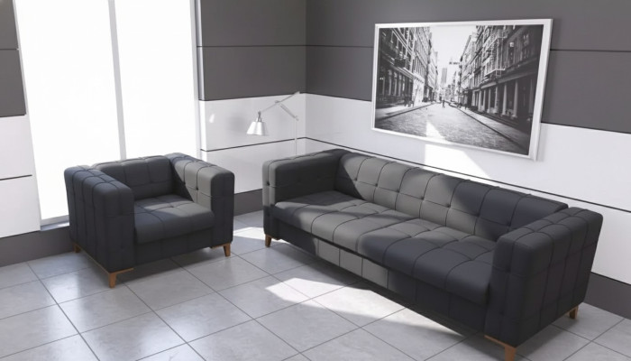 Conjunto de asientos acolchado Sofás Sofá de lujo Juego de sofás Tres plazas Sillón Textil