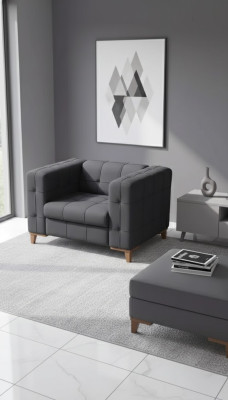 Sillón negro para sala de trabajo moderno. Diseño de sillón tapizado nuevo.