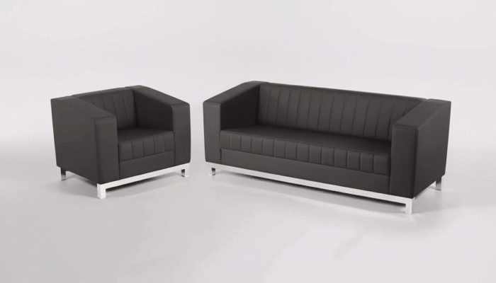 Conjunto de sofá de lujo gris de tres plazas con sillón, muebles tapizados, juego de sofá de 2 piezas.
