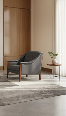 Silla de oficina gris de diseño moderno tapizada para el trabajo de la habitación.