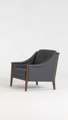 Silla de oficina gris de diseño moderno tapizada para el trabajo de la habitación.