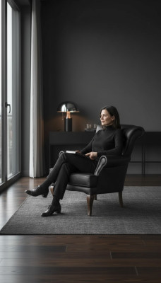 Estudio Sillón Textil Muebles Negro Asiento Moderno Diseñador Nuevo