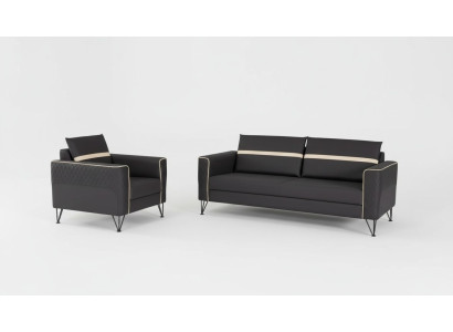 Conjunto de sofás Muebles tapizados Tres plazas Sillón Diseñador Textil Muebles 2 piezas